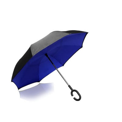 Umbrelă de tip Chuva cu două straturi, pliabilă inversă, rezistentă la vânt, cu suport automat, protecție împotriva ploaiei, mâinile cu cârlig în C pentru mașină U3