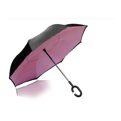 Umbrelă de tip Chuva cu două straturi, pliabilă inversă, rezistentă la vânt, cu suport automat, protecție împotriva ploaiei, mâinile cu cârlig în C pentru mașină U3