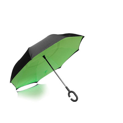 Umbrelă de tip Chuva cu două straturi, pliabilă inversă, rezistentă la vânt, cu suport automat, protecție împotriva ploaiei, mâinile cu cârlig în C pentru mașină U3