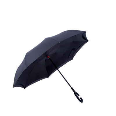 Umbrelă de tip Chuva cu două straturi, pliabilă inversă, rezistentă la vânt, cu suport automat, protecție împotriva ploaiei, mâinile cu cârlig în C pentru mașină U3