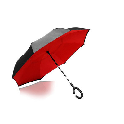 Umbrelă de tip Chuva cu două straturi, pliabilă inversă, rezistentă la vânt, cu suport automat, protecție împotriva ploaiei, mâinile cu cârlig în C pentru mașină U3