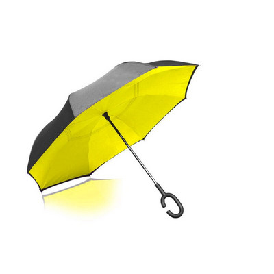 Umbrelă de tip Chuva cu două straturi, pliabilă inversă, rezistentă la vânt, cu suport automat, protecție împotriva ploaiei, mâinile cu cârlig în C pentru mașină U3