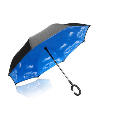Umbrelă de tip Chuva cu două straturi, pliabilă inversă, rezistentă la vânt, cu suport automat, protecție împotriva ploaiei, mâinile cu cârlig în C pentru mașină U3