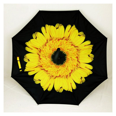 Umbrelă de tip Chuva cu două straturi, pliabilă inversă, rezistentă la vânt, cu suport automat, protecție împotriva ploaiei, mâinile cu cârlig în C pentru mașină U3