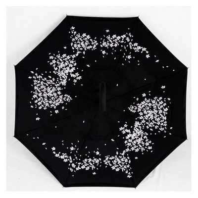 Umbrelă de tip Chuva cu două straturi, pliabilă inversă, rezistentă la vânt, cu suport automat, protecție împotriva ploaiei, mâinile cu cârlig în C pentru mașină U3