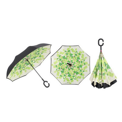 Umbrelă de tip Chuva cu două straturi, pliabilă inversă, rezistentă la vânt, cu suport automat, protecție împotriva ploaiei, mâinile cu cârlig în C pentru mașină U3