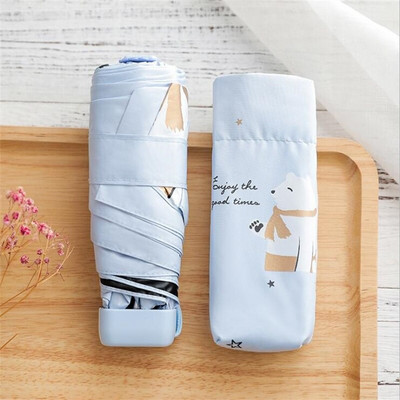 Kreslené mini vreckové dáždniky pre malé deti, 5 skladacích dáždnikov, odolných voči dažďu a vetru, proti UV žiareniu pre ženy, deti, slnečník