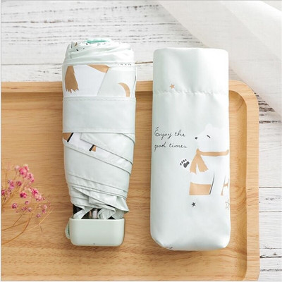 Kreslené mini vreckové dáždniky pre malé deti, 5 skladacích dáždnikov, odolných voči dažďu a vetru, proti UV žiareniu pre ženy, deti, slnečník