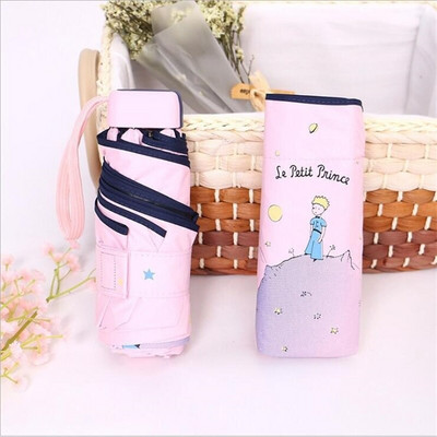 Kreslené mini vreckové dáždniky pre malé deti, 5 skladacích dáždnikov, odolných voči dažďu a vetru, proti UV žiareniu pre ženy, deti, slnečník