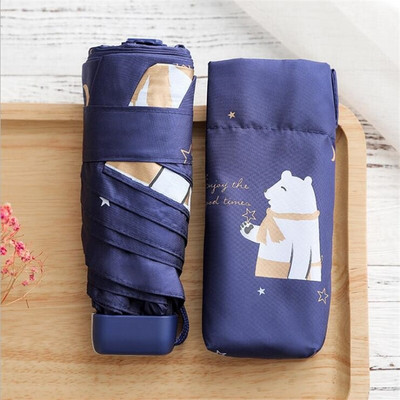 Kreslené mini vreckové dáždniky pre malé deti, 5 skladacích dáždnikov, odolných voči dažďu a vetru, proti UV žiareniu pre ženy, deti, slnečník