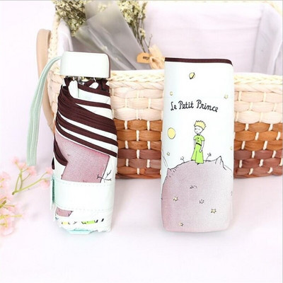 Kreslené mini vreckové dáždniky pre malé deti, 5 skladacích dáždnikov, odolných voči dažďu a vetru, proti UV žiareniu pre ženy, deti, slnečník