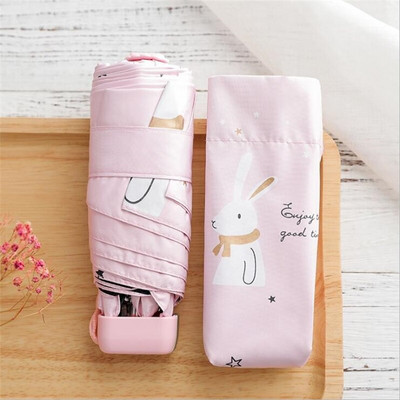 Kreslené mini vreckové dáždniky pre malé deti, 5 skladacích dáždnikov, odolných voči dažďu a vetru, proti UV žiareniu pre ženy, deti, slnečník