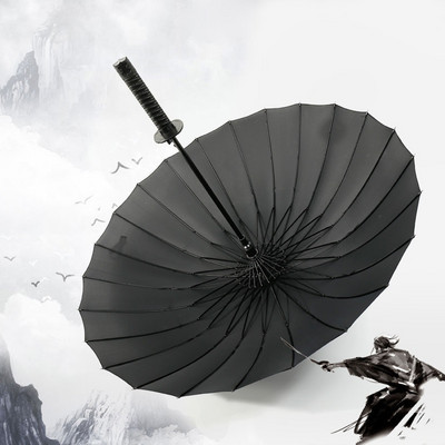Dropshipping szamuráj kard esernyő japán nindzsaszerű napeső egyenes esernyők hosszú nyelű nagy szélálló