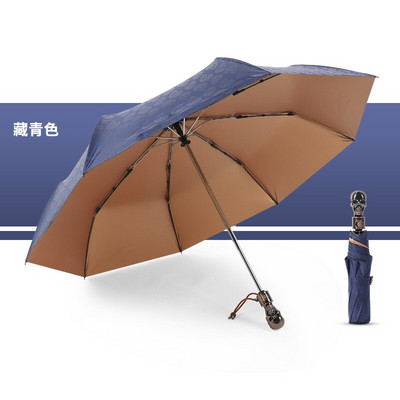 Vetruodolný skladací automatický dáždnik s rukoväťou lebky, dáždnik pre ženy, luxusný veľký vetruodolný dáždnik