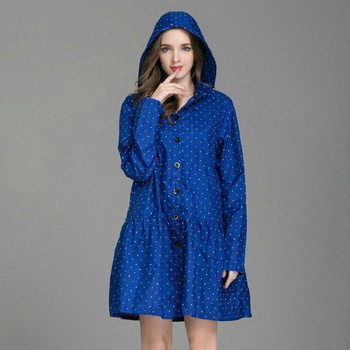 Нов моден лек дамски дъждобран с шапка Дъждобран в стил на дамска рокля Водоустойчиво яке за дъждобран