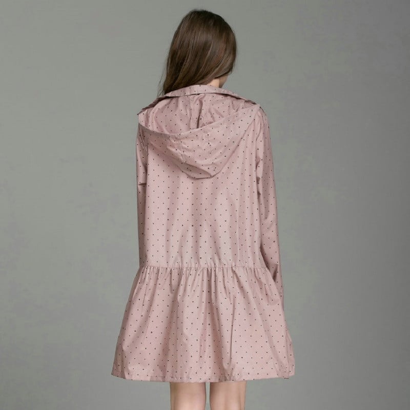 Nová módna ľahká dámska pláštenka s klobúkom Lady's Dress Style pláštenka, nepremokavá pršiplášťová bunda