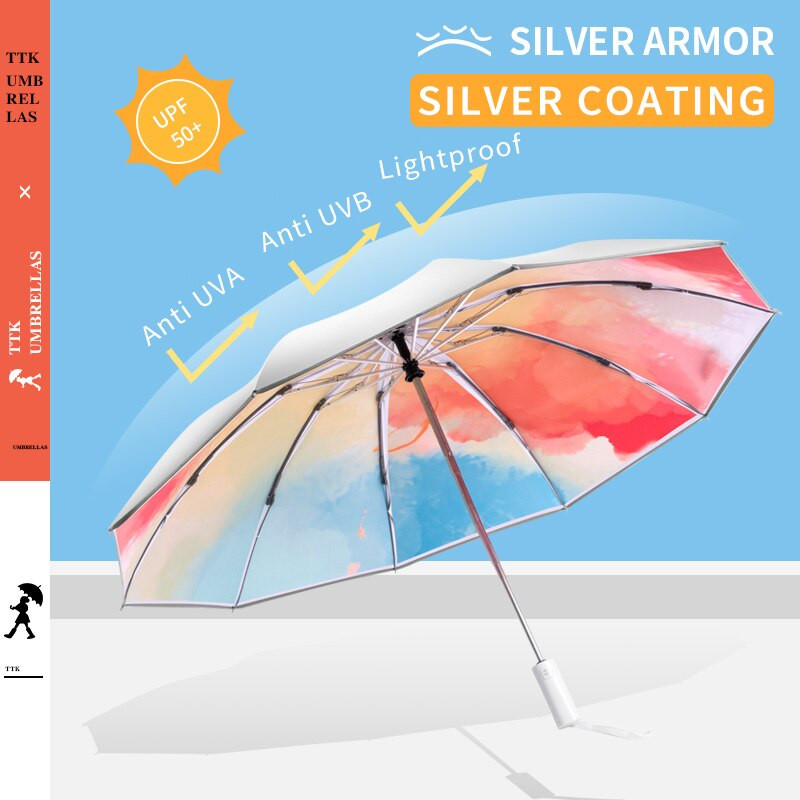 Automatický spätný dáždnik, bezpečný, bez pružiny, gradientné farby, stojace autodáždniky, dáždniky do dažďa, dámske 8K, vetruodolné, slnečné, UV, slnečníky