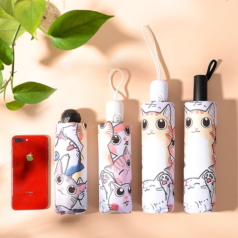 Detský dáždnik s automatickým opaľovacím krémom, čiernym náterom, roztomilý mačací pazúr, dámsky trojrozmerný dáždnik, dáždnik do dažďa pre dievčatá