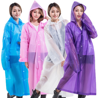 Colorful Thickened Raincoat Adult Waterproof Long Raincoat Women Men Rain Coat Hooded For Outdoor Hiking Travel Fishing Climbing