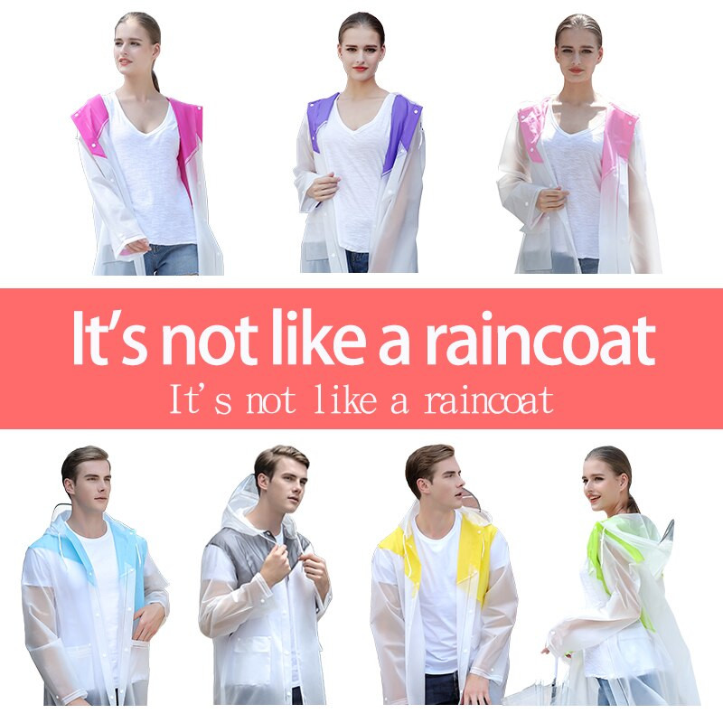 Rainfreem 2018 Nový pršiplášť s kontrastným farebným dizajnom EVA pre ženy/muže, nepremokavý, turistický/rybársky/dažďový výstroj