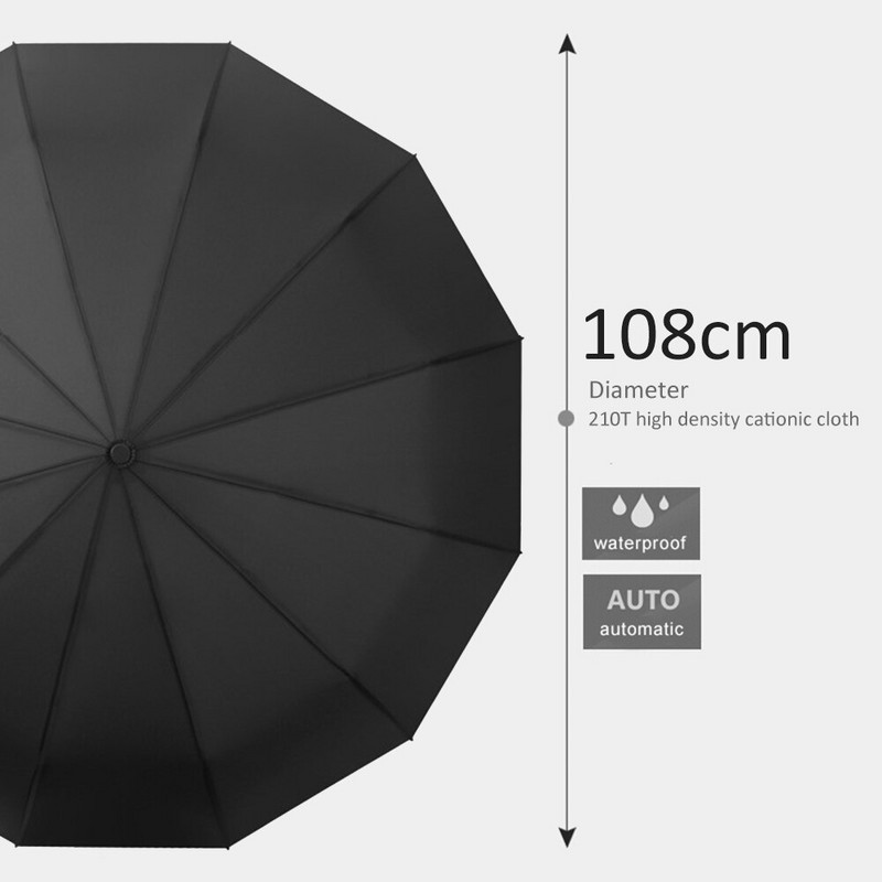 Nový plne automatický dáždnik pre mužov, biznis, 12 rebier, vetruodolný, veľký golfový dáždnik, dáždnik do dažďa, značka Guarda Chuva, skladacie dáždniky