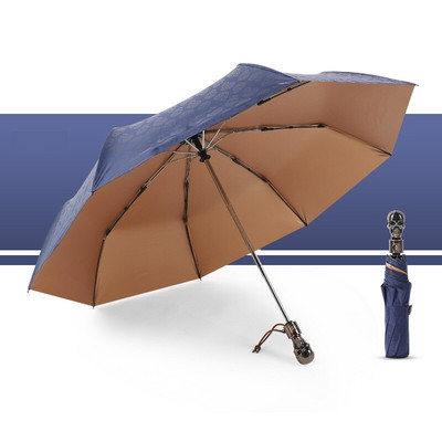 Clasic Retro Craniu Bărbați Femei Umbrelă Rezistent la vânt Pliabil automat Bărbați Femei Umbrelă de soare de afaceri Anti-UV Protecție solară Paraguas