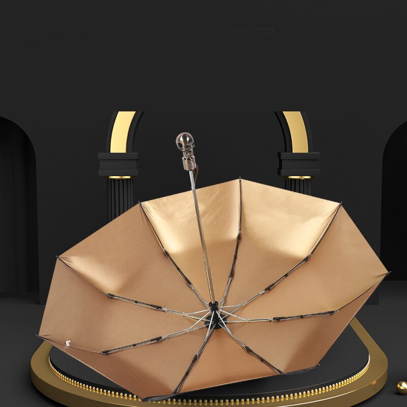 Clasic Retro Craniu Bărbați Femei Umbrelă Rezistent la vânt Pliabil automat Bărbați Femei Umbrelă de soare de afaceri Anti-UV Protecție solară Paraguas