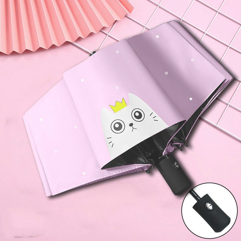 Skladací plne automatický dáždnik pre chlapcov a dievčatá, roztomilý slnečný a daždivý, dvojúčelový, ochrana proti slnku, veľká veľkosť, dážď, 1 ks