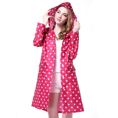 Szabadtéri női vízálló lovaglóruházat esőkabát poncsó zseb pöttyös kapucnis térd hosszú esőruházat nylon női sötétkék poncsó