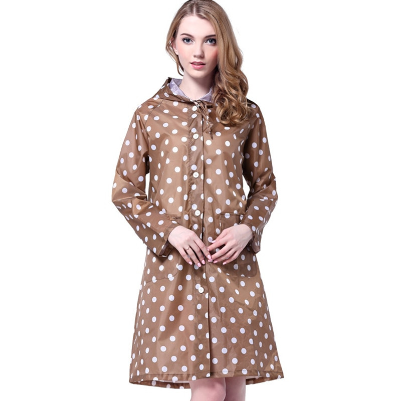 Szabadtéri női vízálló lovaglóruházat esőkabát poncsó zseb pöttyös kapucnis térd hosszú esőruházat nylon női sötétkék poncsó