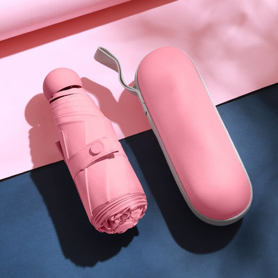 Slnečný dáždnik, veľmi malý mini dáždnik, vinylový dáždnik s vreckom, ochrana pred slnkom a ultrafialovým žiarením.