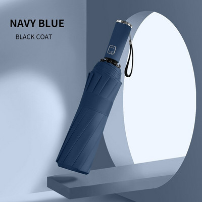 Umbrelă automată rezistentă la vânt pentru bărbați, 12 coaste, dungi reflectorizante, femei, femei, bărbați, 3 umbrele pliante de ploaie, bărbați