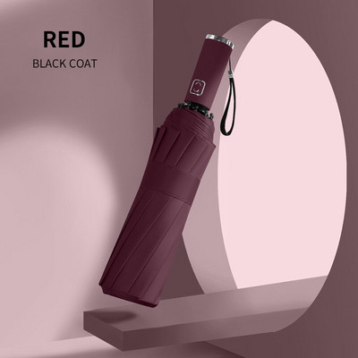 Umbrelă automată rezistentă la vânt pentru bărbați, 12 coaste, dungi reflectorizante, femei, femei, bărbați, 3 umbrele pliante de ploaie, bărbați