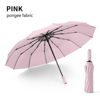 Umbrelă automată rezistentă la vânt pentru bărbați, 12 coaste, dungi reflectorizante, femei, femei, bărbați, 3 umbrele pliante de ploaie, bărbați