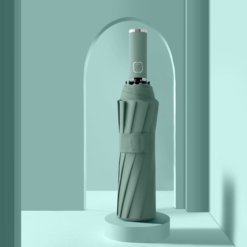 Umbrelă automată rezistentă la vânt pentru bărbați, 12 coaste, dungi reflectorizante, femei, femei, bărbați, 3 umbrele pliante de ploaie, bărbați