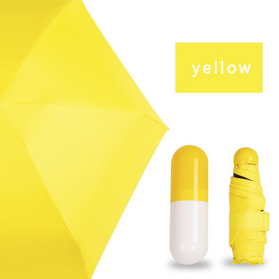 Super Mini kapsel vihmavari, naine, selge tasku UV-vastane vihmavari, tuulekindel 5 kokkupandavat vihmavarju, kompaktsed vihmavarjud lastele