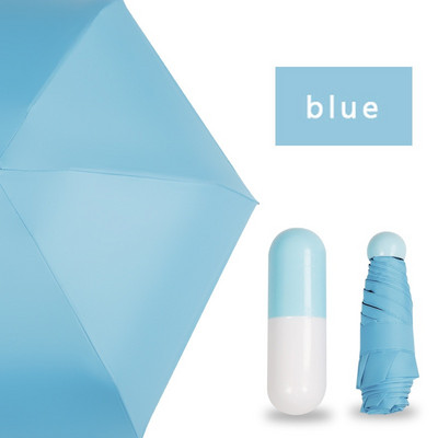 Super Mini kapsel vihmavari, naine, selge tasku UV-vastane vihmavari, tuulekindel 5 kokkupandavat vihmavarju, kompaktsed vihmavarjud lastele