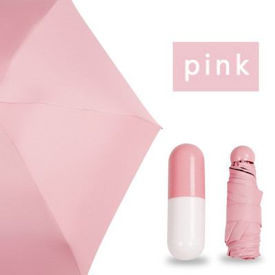 Super Mini kapsel vihmavari, naine, selge tasku UV-vastane vihmavari, tuulekindel 5 kokkupandavat vihmavarju, kompaktsed vihmavarjud lastele