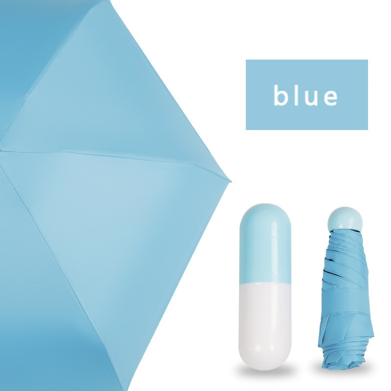 Super Mini kapsel vihmavari, naine, selge tasku UV-vastane vihmavari, tuulekindel 5 kokkupandavat vihmavarju, kompaktsed vihmavarjud lastele