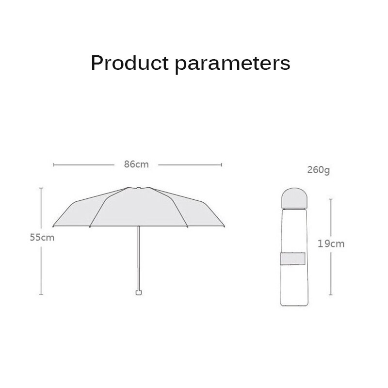 Super Mini kapsel vihmavari, naine, selge tasku UV-vastane vihmavari, tuulekindel 5 kokkupandavat vihmavarju, kompaktsed vihmavarjud lastele