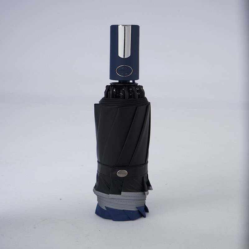 Reklamný dáždnik, slnečník, trojnásobný, desaťkostný, čierny lepiaci, automatický obrátený dáždnik, opaľovací dáždnik, vonkajší, slnečník