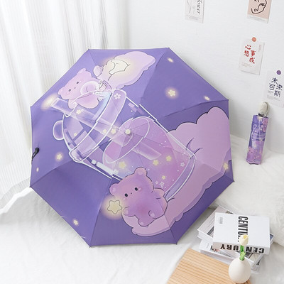 Automatický slnečný dáždnik s kreslenými zvieratami, daždivý, solárny dáždnik, opaľovací krém, UV ochrana, skladací dievčenský krásny slnečník