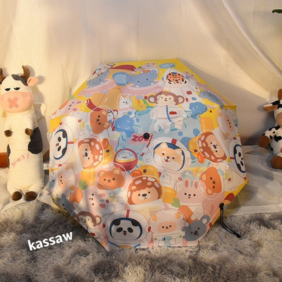 Automatický slnečný dáždnik s kreslenými zvieratami, daždivý, solárny dáždnik, opaľovací krém, UV ochrana, skladací dievčenský krásny slnečník