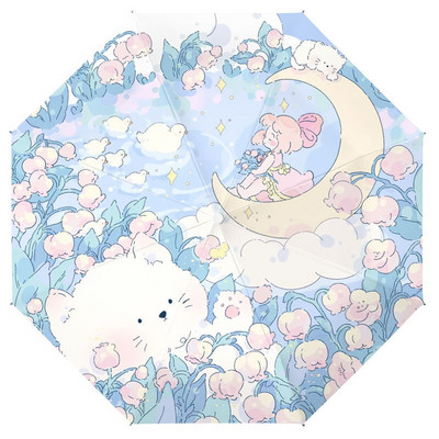 Automatický slnečný dáždnik s kreslenými zvieratami, daždivý, solárny dáždnik, opaľovací krém, UV ochrana, skladací dievčenský krásny slnečník