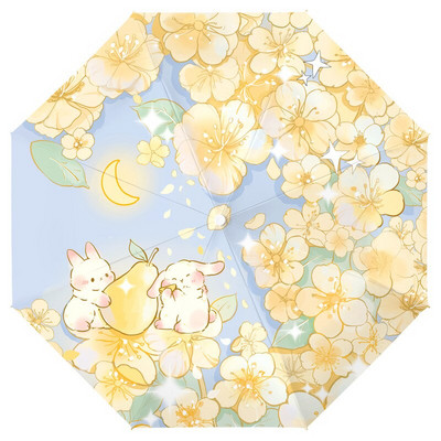 Automatický slnečný dáždnik s kreslenými zvieratami, daždivý, solárny dáždnik, opaľovací krém, UV ochrana, skladací dievčenský krásny slnečník