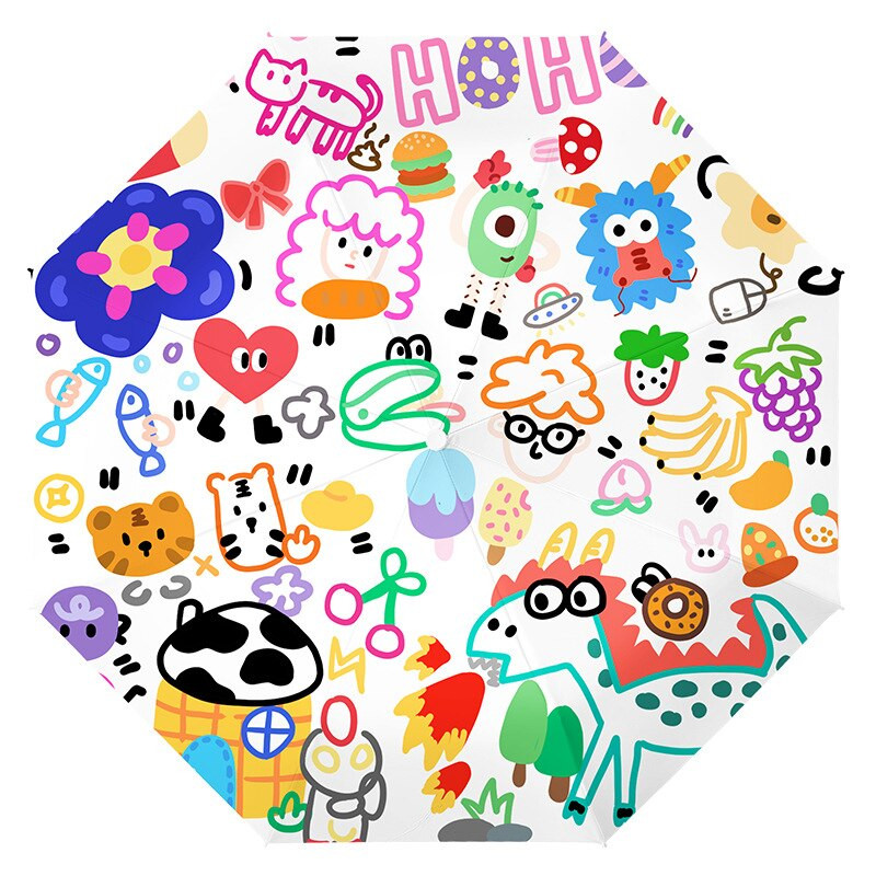 Automatický slnečný dáždnik s kreslenými zvieratami, daždivý, solárny dáždnik, opaľovací krém, UV ochrana, skladací dievčenský krásny slnečník