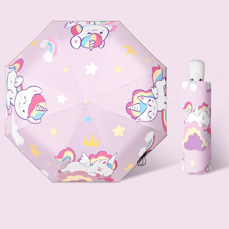 Automatický slnečný dáždnik s kreslenými zvieratami, daždivý, solárny dáždnik, opaľovací krém, UV ochrana, skladací dievčenský krásny slnečník