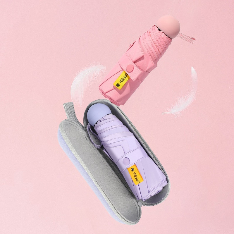 Naiste vihmavari päikesevihmaga lame ja kerge vihmavari päikesevari Kokkupandav päikesevari Mini vihmavari, väike, lihtne hoida