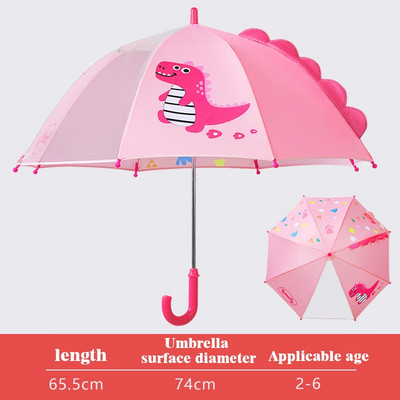Doprava zadarmo 2021 Horúci výpredaj Detský priehľadný dlhý dáždnik pre chlapcov a dievčatá Kreslený dinosaurus dáždnik Detský slnečník