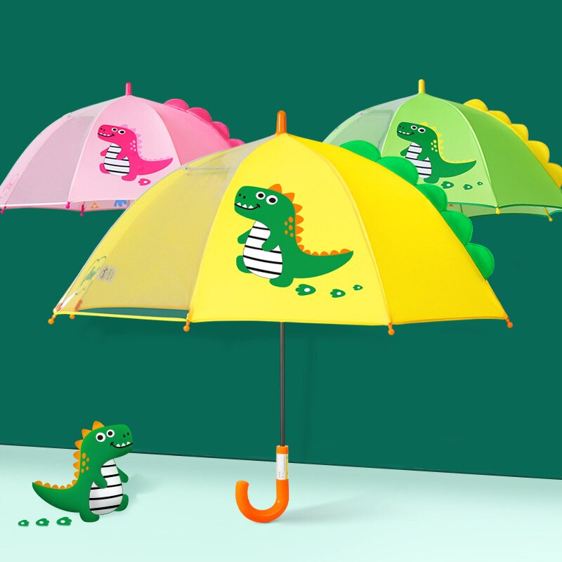 Doprava zadarmo 2021 Horúci výpredaj Detský priehľadný dlhý dáždnik pre chlapcov a dievčatá Kreslený dinosaurus dáždnik Detský slnečník